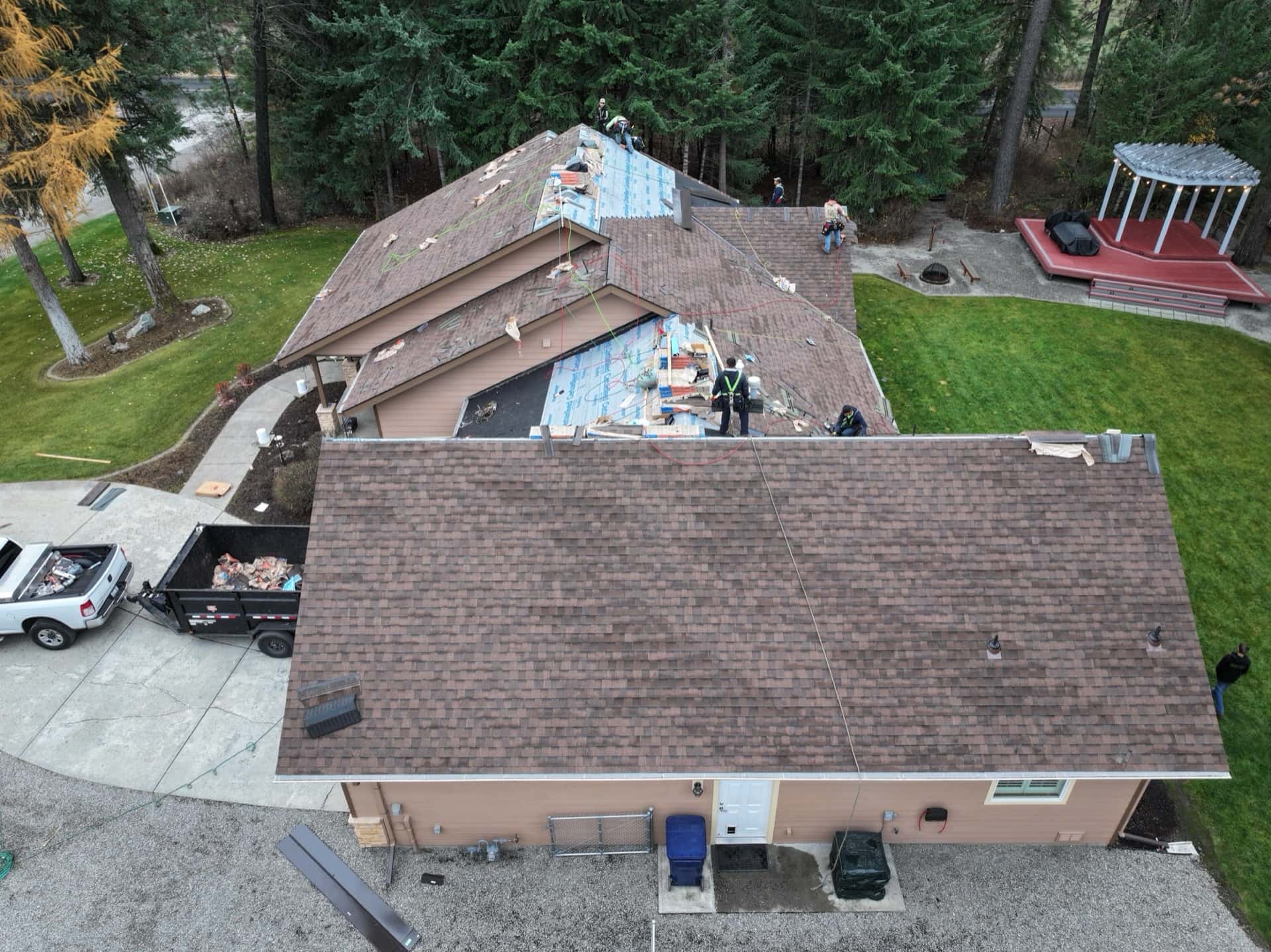 Roof replacement in progress on a North Idaho home