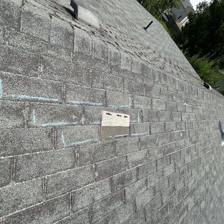 Marked findings with a reference plate placed for scale
