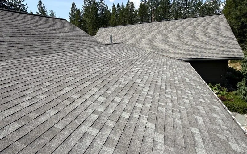A sound shingle roof photographed during an inspection, no damage found